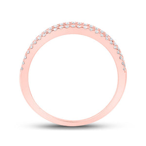 Radiant Rose: 10kt Rose Gold Womens Round Diamond Band Ring 1/5 Cttw - Splendid Jewellery