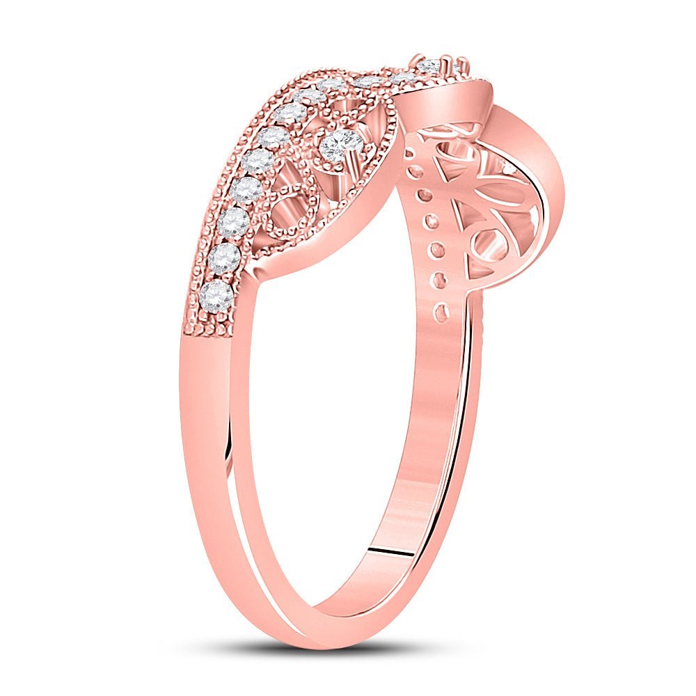 Radiant Rose: 10kt Rose Gold Women's Round Diamond Band Ring 1/5 Cttw - Splendid Jewellery