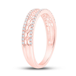 Radiant Rose: 10kt Rose Gold Womens Round Diamond Band Ring 1/5 Cttw - Splendid Jewellery