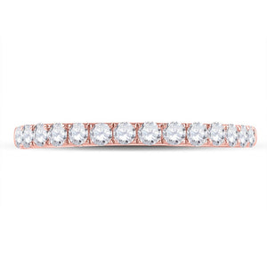 Radiant Rose: 10kt Rose Gold Womens Round Diamond Wedding Single Row Band 1/2 Cttw - Splendid Jewellery