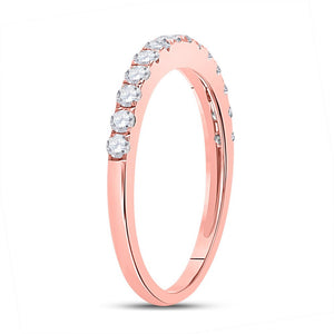 Radiant Rose: 10kt Rose Gold Womens Round Diamond Wedding Single Row Band 1/2 Cttw - Splendid Jewellery