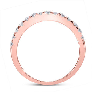 Radiant Rose: 10kt Rose Gold Womens Round Diamond Wedding Single Row Band 1/2 Cttw - Splendid Jewellery