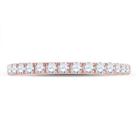 Radiant Rose: 10kt Rose Gold Womens Round Diamond Wedding Single Row Band 1/2 Cttw - Splendid Jewellery