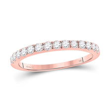Load image into Gallery viewer, Radiant Rose: 10kt Rose Gold Womens Round Diamond Wedding Single Row Band 1/2 Cttw - Alternate view 1 from Splendid Jewellery