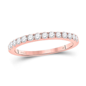 Radiant Rose: 10kt Rose Gold Womens Round Diamond Wedding Single Row Band 1/2 Cttw - Splendid Jewellery