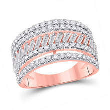 Load image into Gallery viewer, Radiant Rose: 14kt Rose Gold Diamond Band for Women - 1 Cttw - Top View
