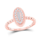 Radiant Rose Gold Baguette and Round Diamond Cluster Ring - Splendid Jewellery