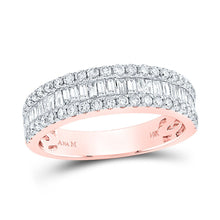 Load image into Gallery viewer, Radiant Rose Gold Baguette Diamond Anniversary Ring - Top View