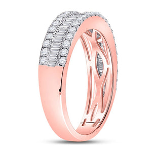 Radiant Rose Gold Baguette Diamond Anniversary Ring - Splendid Jewellery