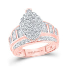 Radiant Rose Gold Baguette Diamond Cluster Bridal Wedding Ring - Splendid Jewellery