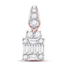 Load image into Gallery viewer, Radiant Rose Gold Baguette Diamond Cluster Pendant - Splendid Jewellery
