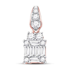 Load image into Gallery viewer, Radiant Rose Gold Baguette Diamond Cluster Pendant - Top View