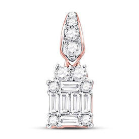 Radiant Rose Gold Baguette Diamond Cluster Pendant - Top View