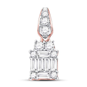 Radiant Rose Gold Baguette Diamond Cluster Pendant - Splendid Jewellery