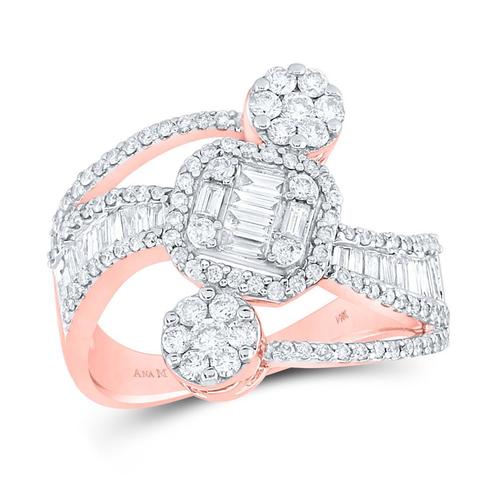 Radiant Rose Gold Baguette Diamond Cluster Ring - Splendid Jewellery
