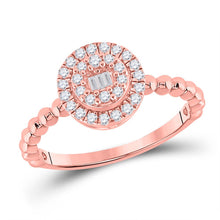 Load image into Gallery viewer, Radiant Rose Gold Baguette Diamond Cluster Ring - Alternate view 1 from Splendid Jewellery