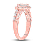 Radiant Rose Gold Baguette Diamond Cluster Ring - Side View