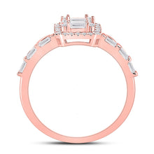 Load image into Gallery viewer, Radiant Rose Gold Baguette Diamond Cluster Ring - Second Side View