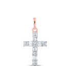 Radiant Rose Gold Baguette Diamond Cross Pendant - Splendid Jewellery