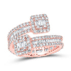 Radiant Rose Gold Baguette Diamond Eternity Cuff Ring - 1 - 1/2 Cttw - Splendid Jewellery