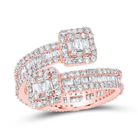Radiant Rose Gold Baguette Diamond Eternity Cuff Ring - 1 - 1/2 Cttw - Splendid Jewellery