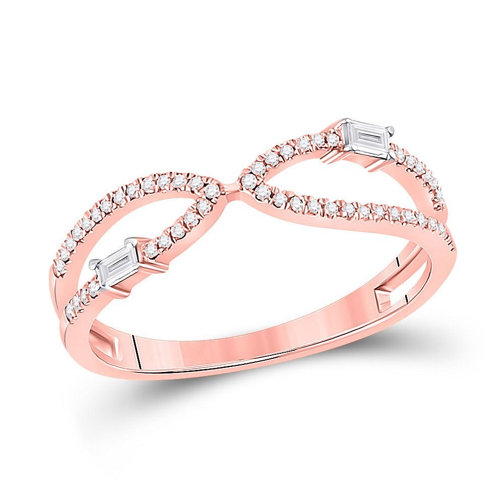 Radiant Rose Gold Baguette Diamond Fashion Ring - 1/6 Cttw - Splendid Jewellery