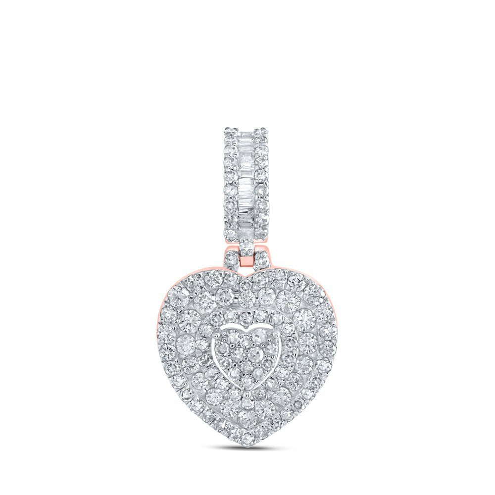 Radiant Rose Gold Baguette Diamond Heart Pendant - A Symbol of Love and Elegance - Splendid Jewellery
