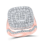 Radiant Rose Gold Baguette Diamond Square Ring - 2 - 3/4 Cttw - Splendid Jewellery