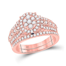 Load image into Gallery viewer, Radiant Rose Gold Brilliance: 14kt Round Diamond Bridal Wedding Ring Band Set - Splendid Jewellery