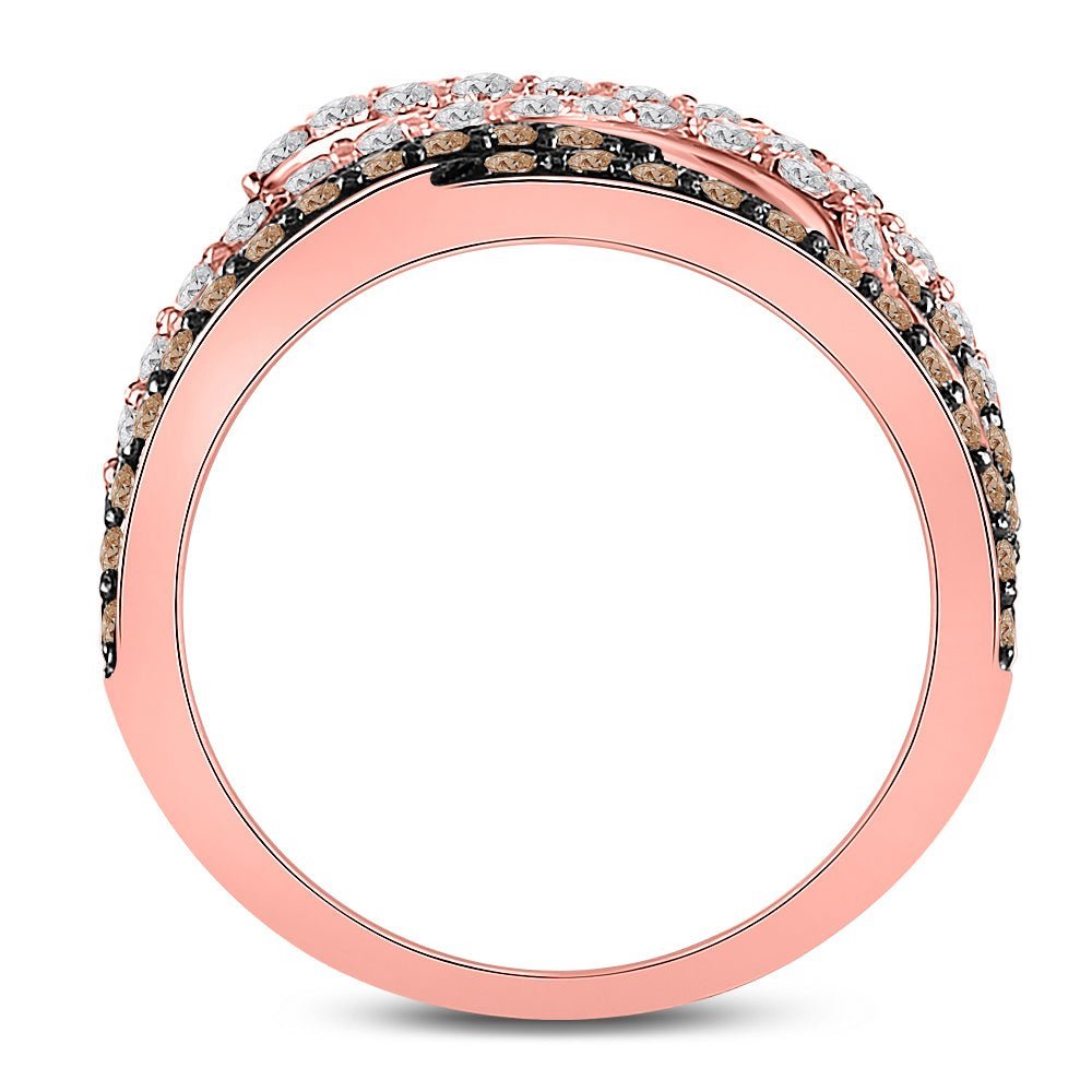 Radiant Rose Gold Brown Diamond Crossover Fashion Ring - Splendid Jewellery