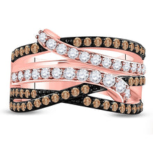 Load image into Gallery viewer, Radiant Rose Gold Brown Diamond Crossover Fashion Ring - Splendid Jewellery