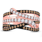 Radiant Rose Gold Brown Diamond Crossover Fashion Ring - Splendid Jewellery