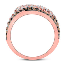 Load image into Gallery viewer, Radiant Rose Gold Brown Diamond Crossover Fashion Ring - Second Side View