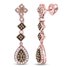 Load image into Gallery viewer, Radiant Rose Gold Brown Diamond Dangle Earrings - Splendid Jewellery