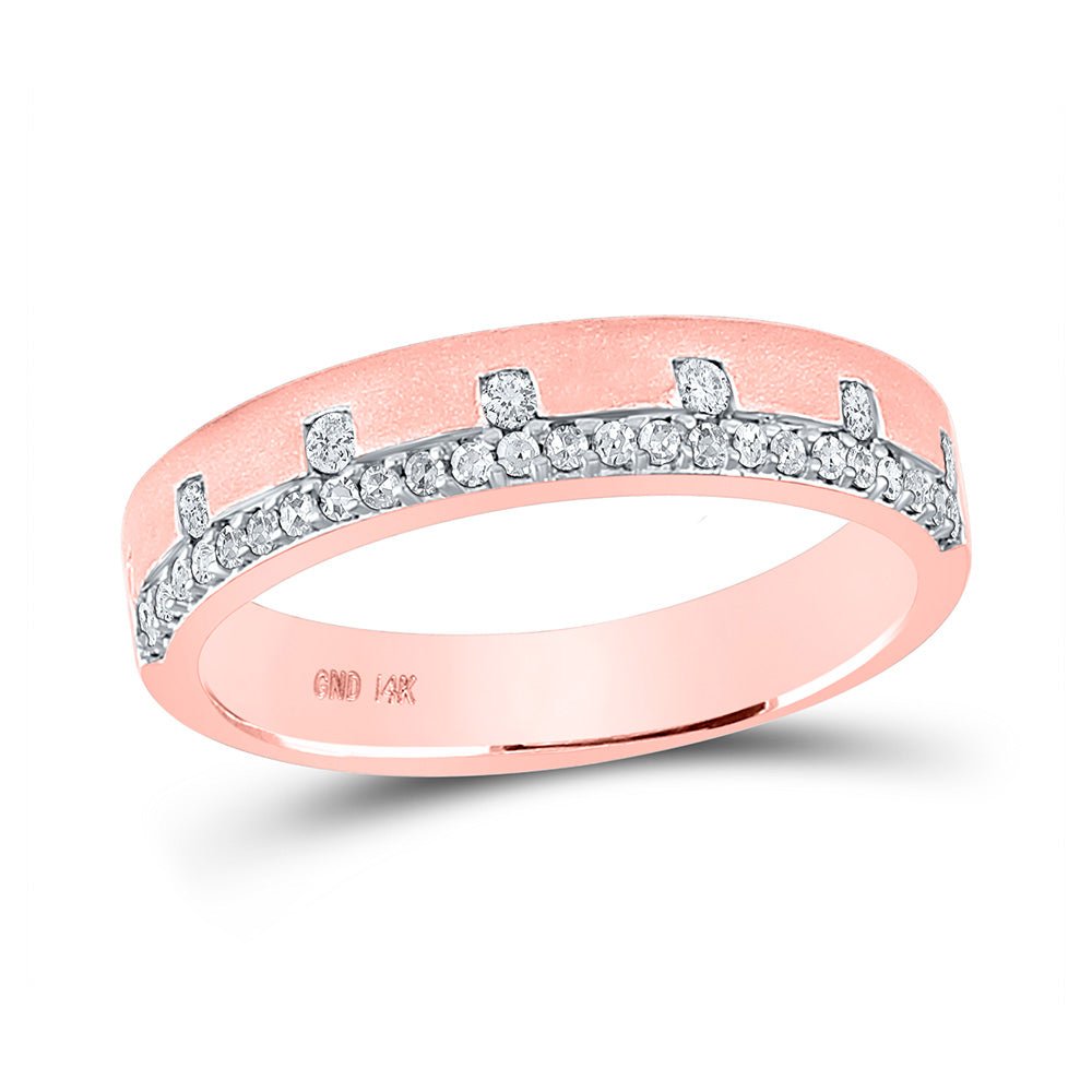 Radiant Rose Gold Diamond Band | 14kt Rose Gold Womens Round Diamond Band Ring 1/4 Cttw - Splendid Jewellery