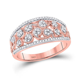 Radiant Rose Gold Diamond Band - A Timeless Treasure in 10kt Rose Gold with Sparkling Round Diamonds 1/4 Cttw - Splendid Jewellery