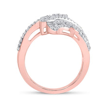 Load image into Gallery viewer, Radiant Rose Gold Diamond Bypass Cluster Fashion Ring - Second Side View