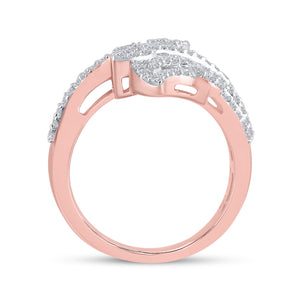 Radiant Rose Gold Diamond Bypass Cluster Fashion Ring - Splendid Jewellery