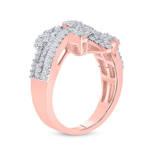 Load image into Gallery viewer, Radiant Rose Gold Diamond Bypass Cluster Fashion Ring - Side View