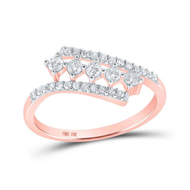 Radiant Rose Gold Diamond Bypass Fashion Ring: A Dazzling Statement Piece - Splendid Jewellery