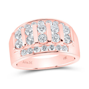 Radiant Rose Gold Diamond Channel Set Men's Wedding Band - 2 Cttw - Splendid Jewellery