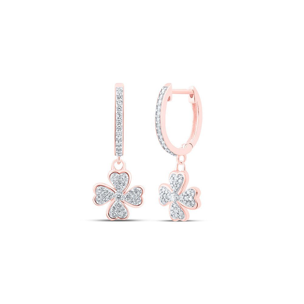 Radiant Rose Gold Diamond Clover Heart Hoop Earrings - Splendid Jewellery