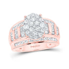 Radiant Rose Gold Diamond Cluster Bridal Wedding Ring - 1 - 1/2 Cttw - Splendid Jewellery