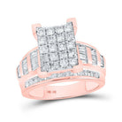 Radiant Rose Gold Diamond Cluster Bridal Wedding Ring - 1 - 1/2 Cttw - Splendid Jewellery