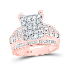 Radiant Rose Gold Diamond Cluster Bridal Wedding Ring - 1 - 1/2 Cttw - Splendid Jewellery