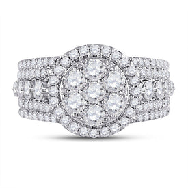 Radiant Rose Gold Diamond Cluster Bridal Wedding Ring - Front View