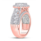Radiant Rose Gold Diamond Cluster Bridal Wedding Ring - Splendid Jewellery
