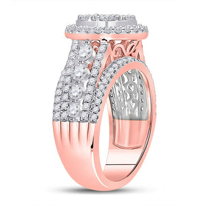 Radiant Rose Gold Diamond Cluster Bridal Wedding Ring - Splendid Jewellery