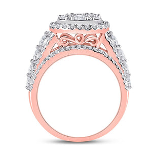 Radiant Rose Gold Diamond Cluster Bridal Wedding Ring - Splendid Jewellery