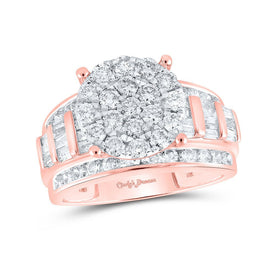 Radiant Rose Gold Diamond Cluster Bridal Wedding Ring - Splendid Jewellery